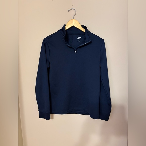 Lands' End Kids Quarter Zip Pullover Blue Long Sleeve Casual Top - Picture 2 of 4